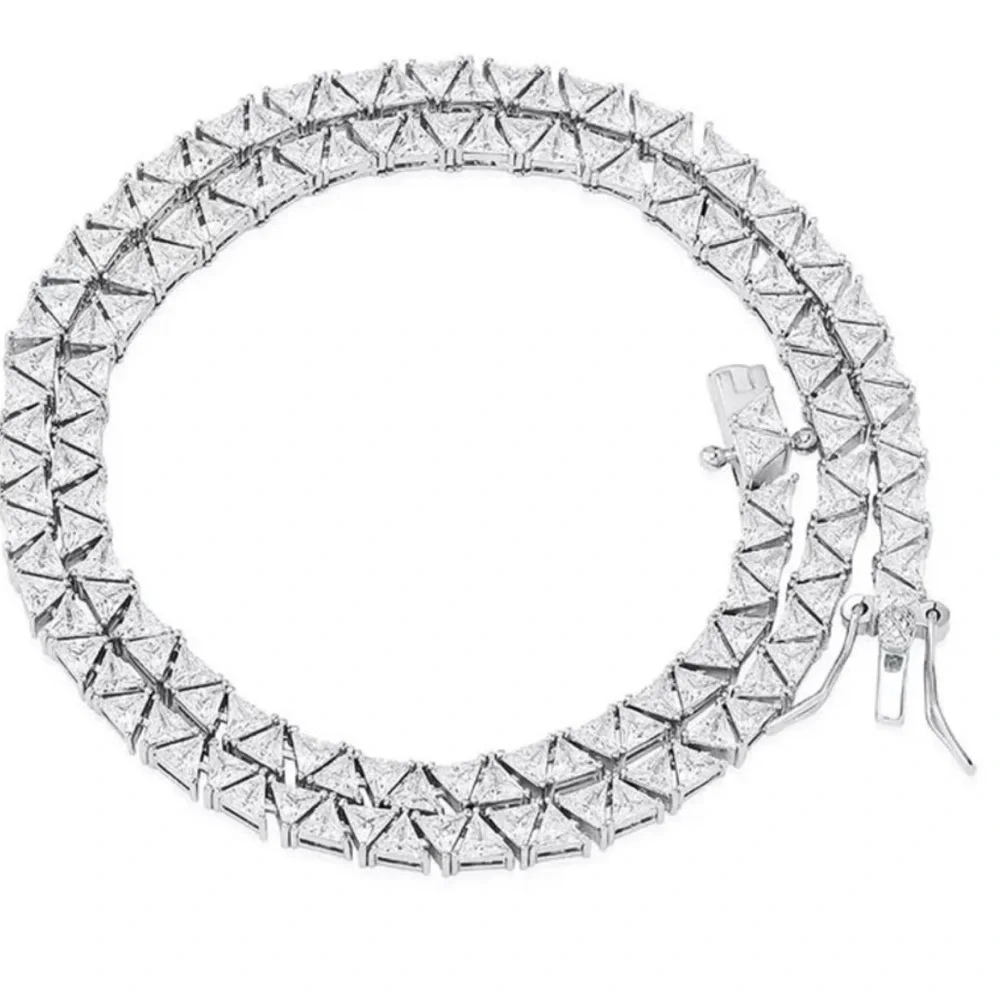 18k 60ct Trillion Tennis Necklace - Picture 4 of 16